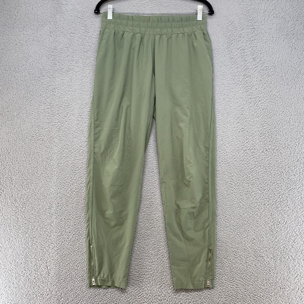 Tasc Pants Womens Small Performance Bamboo Green Tapered Ankle Zip Stretch